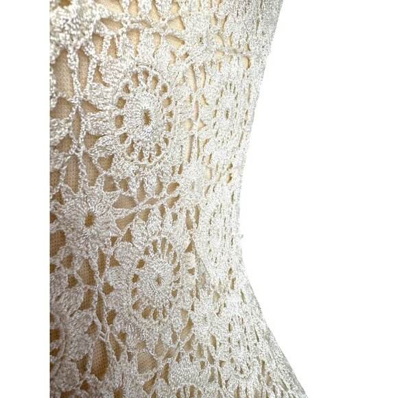 VTG Boho Cottage Delicate Trinchetto Hand Crocheted Knit Blouse, Women's Large - Picture 9 of 11